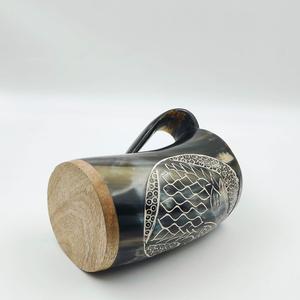 Handcrafted Viking Horn <b>Mug</b> Rustic Ale Tankard for Beer Unique Business Gift for Men Norse Fans Medieval Lovers Logo Star - Product Image 1