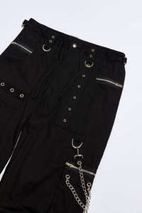 Pantalon Cargo Noir pour Hommes Taille Haute Zip-Off Puls Taille Rue Porter avec Logo Personnalisé Fermeture Élastique à la Taille Vente en Gros - Product Image 2