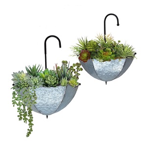 Unique Designed Inverted Umbrella Iron Planter Durable Home Decor Galvanized Flower <b>Pots</b> Metal Planter Indoor Decoration - Product Image 1