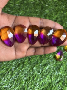 Belle pierre de verre doublet naturelle de qualité AAA pierre précieuse certifiée de taille personnalisée à facettes des deux côtés pour la fabrication de bijoux - Product Image 2