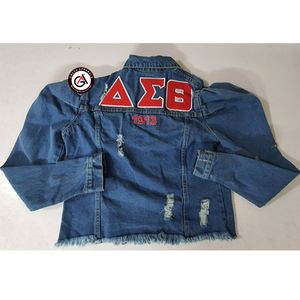 Delta Soror Embroidery Women Denim Jeans <b>Jacket</b> | Sorority Embroidered <b>Ladies</b> Jean <b>Jacket</b> - Product Image 2
