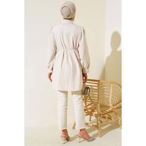 Chemise Rayée Boutonnée Stone Beige - Product Image 4