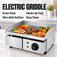 Commerciële elektrische grillplaat 360mm compacte vlakke grill 1700W 8mm plaat roestvrij staal aanrechtmodel voor restaurant café
