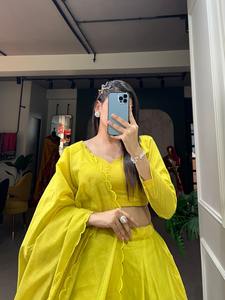 Lehenga choli ชุดแต่งงานแบบอินเดียดั้งเดิมสำหรับผู้หญิงชุดปาร์ตี้แต่งงานแบบเป็นที่ต้องการสูงผ้าไหมสำหรับฤดูร้อนฤดูหนาว - Product Image 3