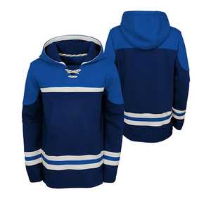 Sweat à capuche de hockey sur glace en coton brodé personnalisé unisexe sergé broderie logo patchs hommes Hockey sweats à capuche avec lacets - Product Image 3
