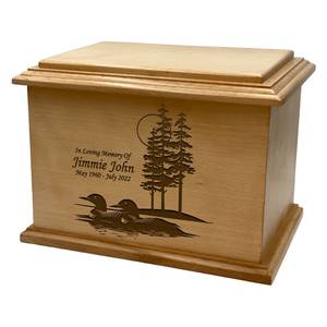 Duck Pond Cremation Wooden Funeral Urn Nature Lovers' with Engraving Human <b>Ash</b> Urn - Product Image 6