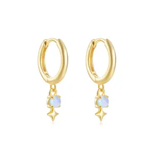 Canner güzel takı yeni tasarım Opal Dangle küpe 18k altın kadınlar için Trendy 925 ayar gümüş yıldız kolye küpe