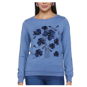 Women's Floral Printing Sweatshirt New Design Full Sleeve <b>Winter</b> Autumn Wears Acid Wash Technics Reasonable Price - Product Image 1