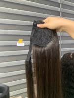 Extensions de cheveux queue de cheval 100% cheveux vietnamiens bruts prix de gros couleur brune naturelle 60 cm cheveux bruts