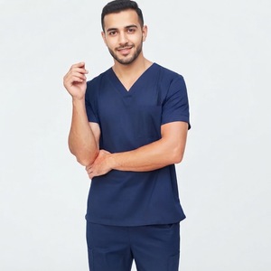 Unisex Medical Scrub <b>Set</b> V Neck Hospital Uniform Short Sleeve Nurse <b>Doctor</b> Workwear Polyester Blend - Product Image 4