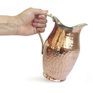 Hand Hammered Copper Jug, Carafe for Beverage Service, Surahi Copper Color Authentic Design Produced With Traditional Methods - Product Image 2