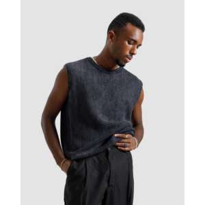 เสื้อกั๊กผู้ชายลำลองแบบถัก ซิปปิด ระบายอากาศได้ดี ลาย 3 มิติ ปรับแต่งได้ ผลิตจากโพลีเอสเตอร์ผสมผ้าฝ้าย ปรับแต่งได้ - Product Image 1