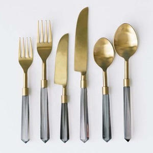 Or Royal de luxe moderne en acier inoxydable martelé poignée argenterie de Restaurant couteau occidental populaire fourchette cuillère - Product Image 2