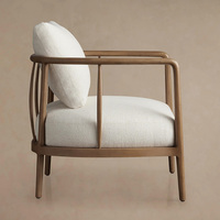 Fauteuil lounge individuel moderne en bois, rembourré en tissu, pour salon