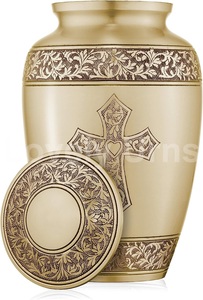 Urnes funéraires en laiton bronze croix gravées avec sac en velours à vendre par les exportateurs indiens - Product Image 6