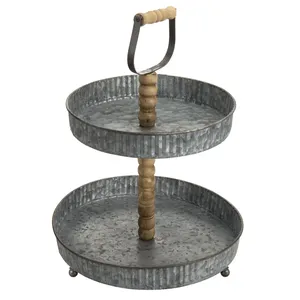 Nouveau support à gâteau en bois de haute qualité à 2 niveaux support à gâteau en bois de conception durable pour les fêtes de mariage d'hôtel utilisation d'événements d'anniversaire - Product Image 4