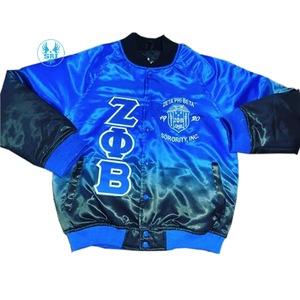 Zeta Phi Beta เสื้อแจ็กเก็ตเบสบอลสำหรับสตรีเสื้อทีมตัวแทนทีมสโมสรเครื่องแต่งกายเครื่องแต่งกายแบบกรีกของขวัญสีน้ำเงินขาวทึบออกแบบได้ตามต้องการ - Product Image 6
