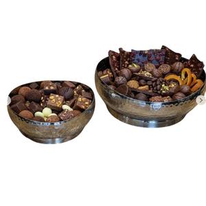 Bol à servir sur pied en or élégant, ensemble cadeau de chocolat de qualité supérieure, plat à bonbons en métal décoratif pour les faveurs de mariage et de fête - Product Image 5