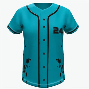 Conjunto de Jersey de ropa deportiva a rayas azules con botones completos para hombre, uniformes de equipo de béisbol y softbol de talla grande transpirables impresos - Product Image 1