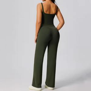 Ensemble de sport pour femmes en gros personnalisé, écologique, respirant, soutien-gorge de sport sans manches et leggings de yoga plissés, ensemble de fitness pour la salle de sport - Product Image 6