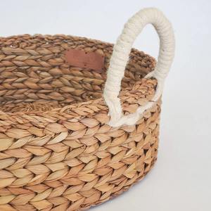Round water hyacinth storage <b>basket</b> with handle Handmade Storage <b>Basket</b> Wholesale eco-friendly Made in Vietnam - Product Image 3