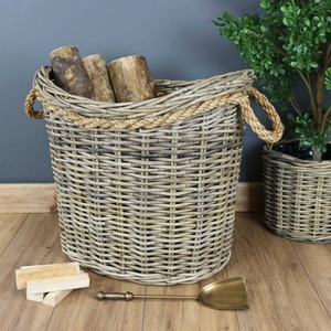 Rattan Oval <b>Rope</b> Handled Wicker Log <b>Basket</b> Handmade Storage <b>Baskets</b> Natural Rattan Modern Multifunction Made in Viet Nam - Product Image 2