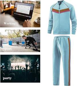 Chándal deportivo informal de 2 piezas de algodón 100% para hombre, cremallera completa, cuello con capucha, transpirable, manga larga, entrenamiento, Jogging, trajes para - Product Image 5