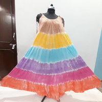 Gaun wanita kasual musim panas celup dasi tangan Rayon Crinkle panjang Maxi gaun standar produsen harga rendah dapat disesuaikan