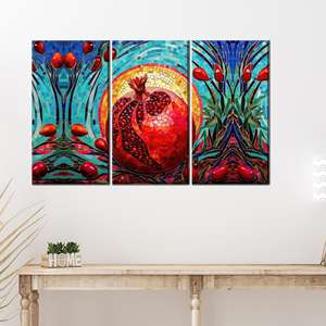 Modern Pomegranate Abstract <b>Wall</b> Art <b>Print</b> - Elegant <b>Bedroom</b> Decor,3P:Gallery Wrapped - Product Image 1