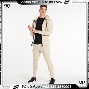 Vente en gros de sweat-shirt pour hommes avec logo personnalisé avec broderie sweats à capuche d'hiver en vrac avec fermeture à glissière motif 3D design uni vierge - Product Image 4