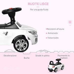 HOMCOM-Voiture jouet à conduire pour enfants avec volant, phares et musique, 18-36 mois, blanc - Product Image 5