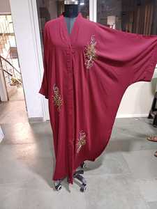 Moroccan Muslim Traditional Kaftan Abaya Islamic <b>Dress</b> Blue Stone Beads Long Sleeve <b>Maxi</b> Handmade Work Nylon Polyester Material - Product Image 3