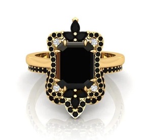 Anillo de compromiso personalizado de Plata de Ley 925 de moissanita negra, hermoso anillo de moissanita y otras joyas de diamantes - Product Image 1