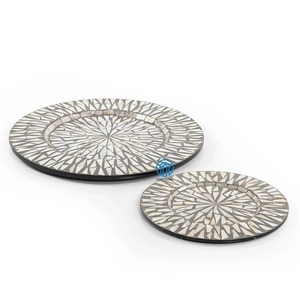 Elegant <b>Wooden</b> <b>Cake</b> Serving Tray with Heritage Floral Inlay and Natural Grains Wood for Celebration - Product Image 2