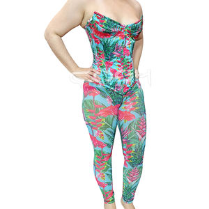 Conjunto Deportivo y Urbano con Estampado Floral de Moda 2026, Corsé de Alta Compresión con Control de Abdomen y Leggings - Product Image 1