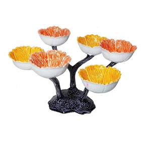 ชามเสิร์ฟผลไม้สำหรับตกแต่งทำด้วยมือชุบทองและขาตั้งโลหะอลูมิเนียม - Product Image 4