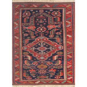 Alfombra de Lana Anudada a Mano Nuray Azul - Paem-1136 - Patrón Oriental con Medallón para el Hogar - Rectangular de 9x12 para Sala de Estar, Dormitorio, para Adolescentes - Product Image 1