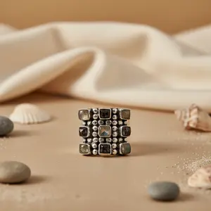 Women's Trendy 925 <b>Silver</b> Gemstone <b>Ring</b> Classic/Religious <b>Statement</b> Jewelry Gold Plating Geometric Number Shape Inlaid Brass - Product Image 2