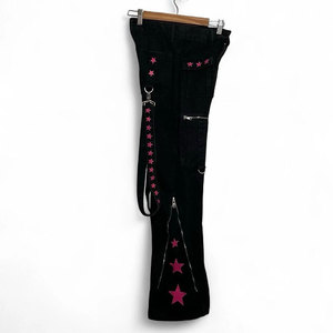 SUPER TOP Sell Women's Baggy Gothic Pants Grunge <b>Black</b> Pink Star Baggy Zip Wholesale 2026 - Product Image 5