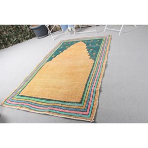 3x5 ft Vintage Turkish Rug, Small Rug, <b>Yellow</b> Camouflage Rug - Product Image 3