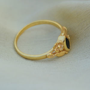 <b>Black</b> <b>Onyx</b> Marquise Shape Wedding Engagement <b>Ring</b> Brass Gold Plated with White Gold Inlay Children's Party Jewelry-ODM Supply - Product Image 4