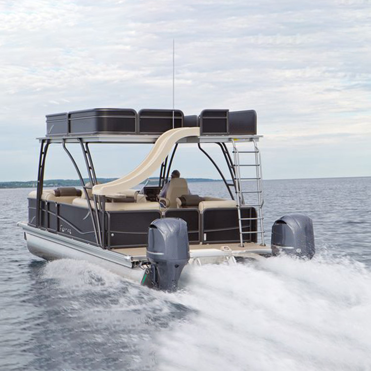 Новые роскошные алюминиевые двухслойные понтонные лодки с твердым верхом для вечеринки, рыбалки, спорта