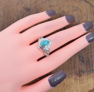 Tendencia 925 plata esterlina turquesa piedra preciosa anillo joyería hecha a mano plata estilo bohemio anillo joyería para mujeres regalo para niñas - Product Image 2