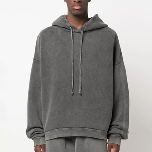 Wholesale Manufacturer Custom Men's Hoodie Streetwear Oversized Plain Distress <b>Acid</b> Wash <b>Drop</b> Shoulder Hoodies for Man - Product Image 1