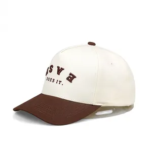 Toptan yüksek kalite özel logo % 100% pamuk 3D işlemeli gençlik spor iki ton 5 panel kavisli ağız pamuklu beyzbol şapkası şapka