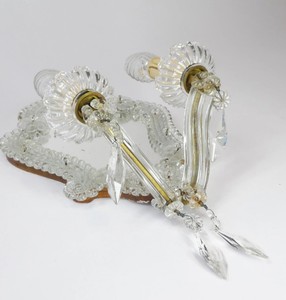 Beautiful Vintage Murano Glass <b>Wall</b> Mirror With Lamps, Venetian <b>Wall</b> <b>Sconce</b>, Floral <b>Wall</b> Hanging <b>Wall</b> Decor - Product Image 3