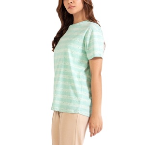 Streetwear décontracté femme impression personnalisée vente en gros femme à la mode rayé col rond manches courtes - Product Image 4