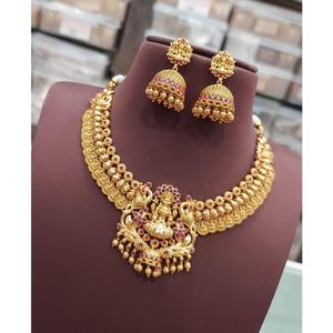 ชุดเครื่องประดับทองเหลืองดีไซน์เทพีลาคสมี สำหรับผู้หญิงและเด็กผู้หญิง เหมาะสำหรับงานแต่งงาน พิธีกรรม งานเลี้ยง และเป็นของขวัญ - Product Image 1