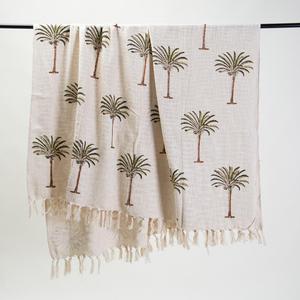 Mantas de algodón con estampado de palmera de algodón Premium de alta calidad para sofá, mantas decorativas - Product Image 4