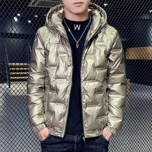 Chaqueta acolchada rellena de algodón de lona frontal corta de invierno más cálida y ligera brillante a la moda para exteriores gruesa negra para hombres - Product Image 4